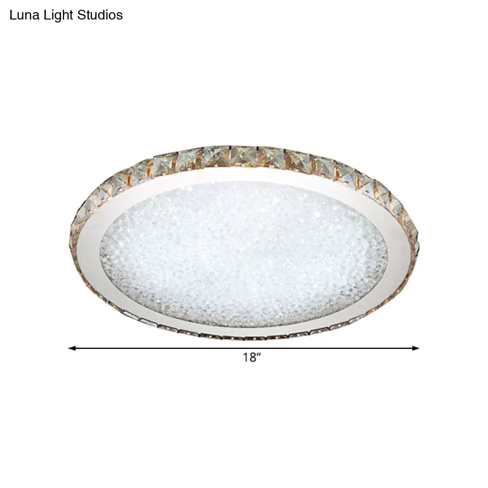 8.5/14/18 Wide Modern Crystal Led Ceiling Light Fixture - Flush Mount Clear/Amber Warm/White