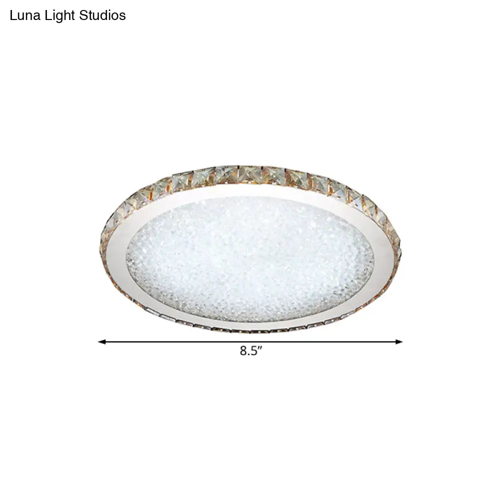 8.5/14/18 Wide Modern Crystal Led Ceiling Light Fixture - Flush Mount Clear/Amber Warm/White