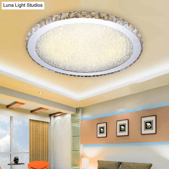 8.5/14/18 Wide Modern Crystal Led Ceiling Light Fixture - Flush Mount Clear/Amber Warm/White