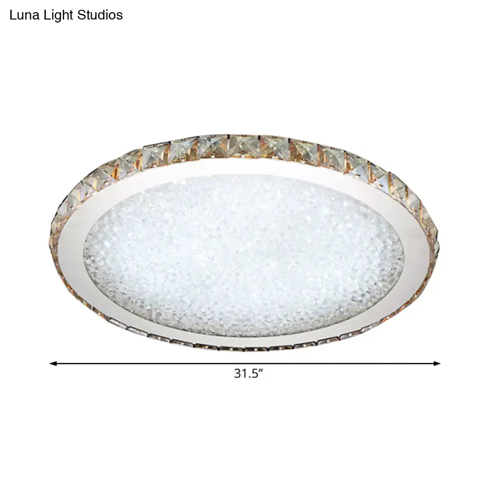 8.5/14/18 Wide Modern Crystal Led Ceiling Light Fixture - Flush Mount Clear/Amber Warm/White