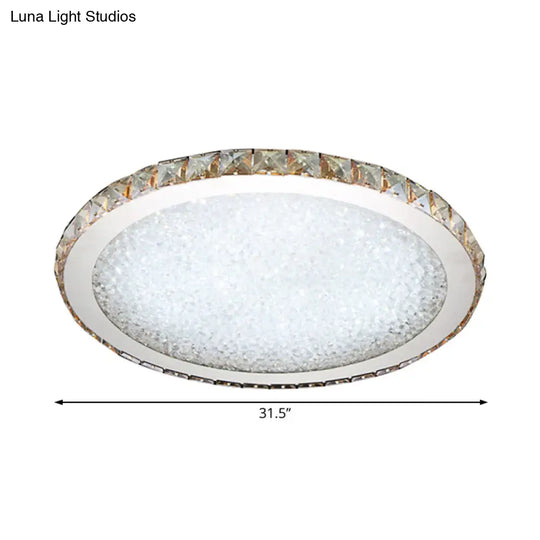 8.5/14/18 Wide Modern Crystal Led Ceiling Light Fixture - Flush Mount Clear/Amber Warm/White