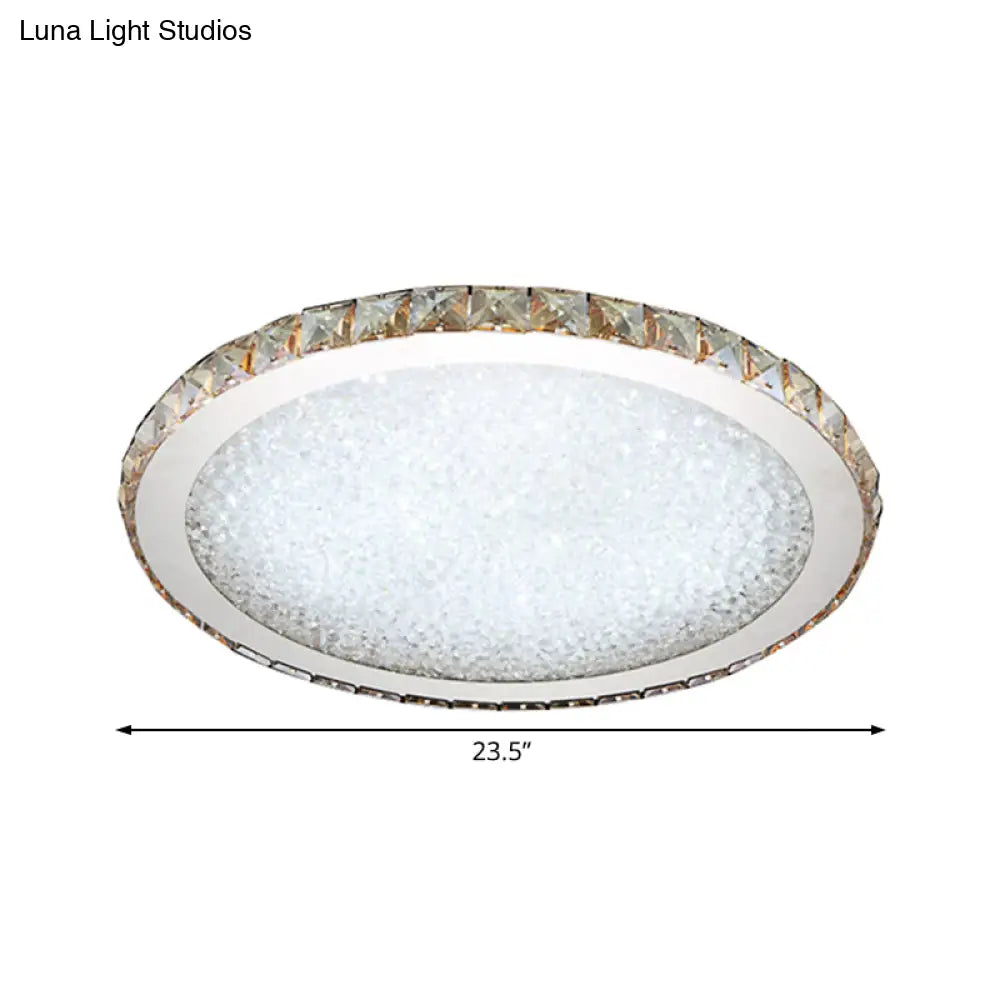 8.5/14/18 Wide Modern Crystal Led Ceiling Light Fixture - Flush Mount Clear/Amber Warm/White