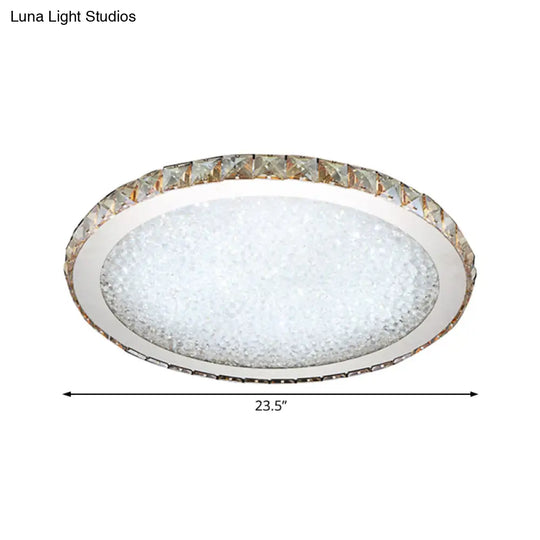 8.5/14/18 Wide Modern Crystal Led Ceiling Light Fixture - Flush Mount Clear/Amber Warm/White