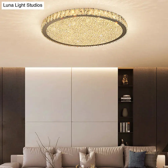 8.5/14/18 Wide Modern Crystal Led Ceiling Light Fixture - Flush Mount Clear/Amber Warm/White