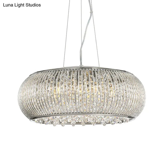 Modern Chrome Chandelier With Crystal Beaded Pendant Dining Room Suspension Light