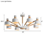 8-Light Macaron Round Shade Semi Flushmount For Kindergarten Ceiling Light