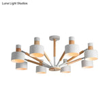 8-Light Macaron Round Shade Semi Flushmount For Kindergarten Ceiling Light