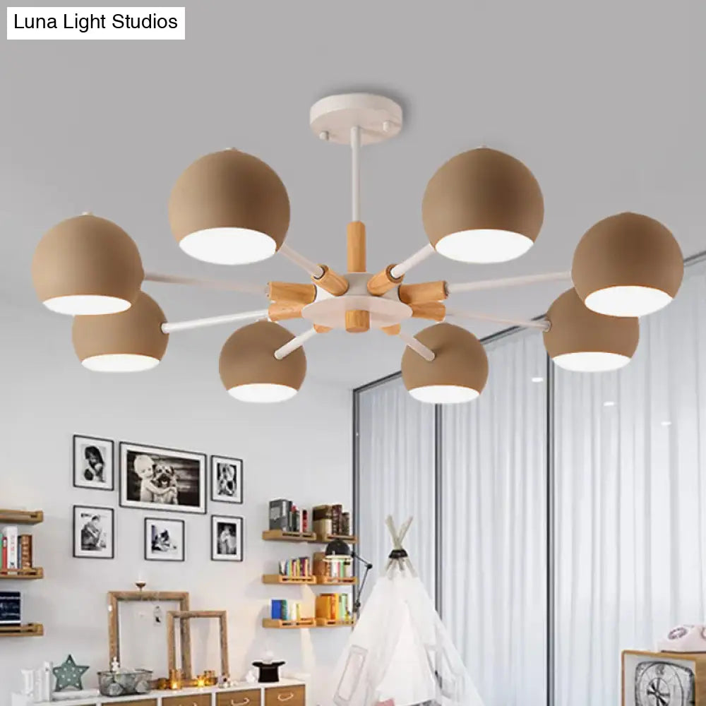 8-Light Modern Metal Spherical Hanging Lamp Chandelier For Living Room