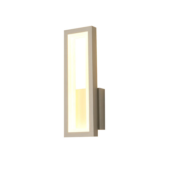 Rectangular Minimalist Led Metallic Wall Sconce Lamp In White/Black/Gold - White/Warm Light