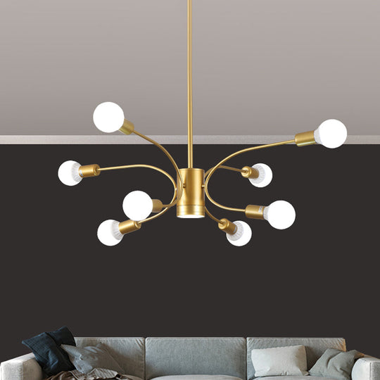 Modern Sputnik Chandelier Lamp - Metallic Ceiling Pendant Light In Gold With 6/8/12 Lights 8 /