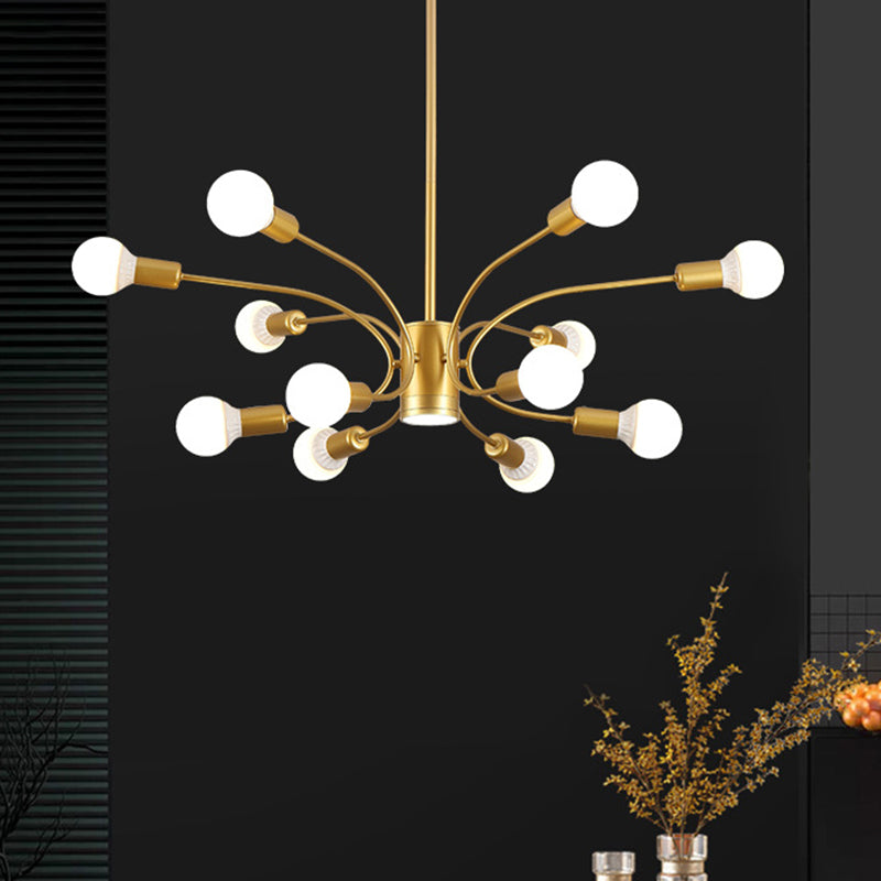Modern Gold Sputnik Chandelier: Metallic Ceiling Pendant Light with 6/8/12 Lights for Living Room