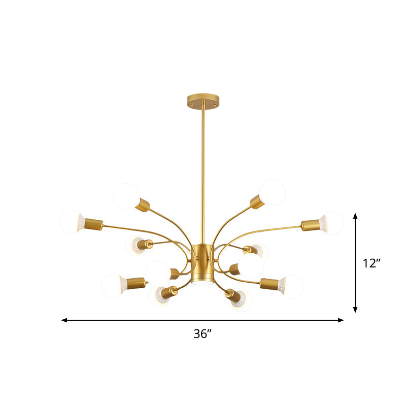 Modern Gold Sputnik Chandelier: Metallic Ceiling Pendant Light with 6/8/12 Lights for Living Room