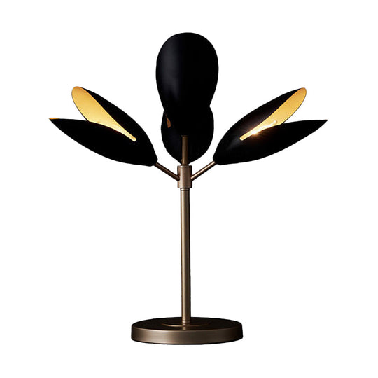 Contemporary Black And Gold Branch Nightstand Lamp With 4 Lights Perfect For Living Room