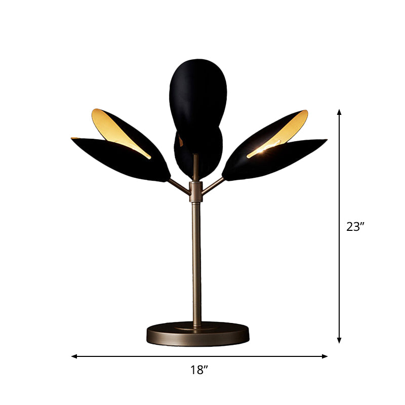 Contemporary Black And Gold Branch Nightstand Lamp With 4 Lights Perfect For Living Room