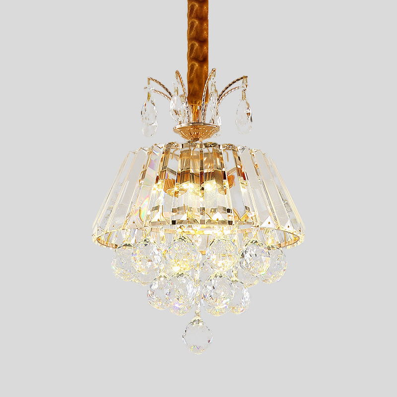 Modern LED Pendant Chandelier with Clear Crystal Shade - Elegant Dining Room Ceiling Light, 12"/18" Width