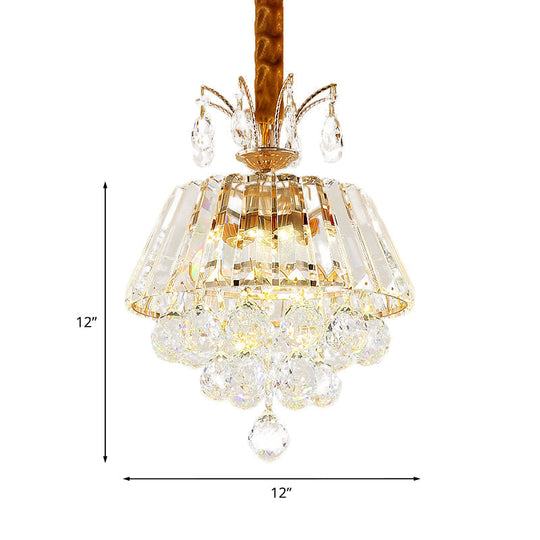 Led Crystal Chandelier Pendant Light For Dining Room - Elegant Tiered Conical Design Clear Shade