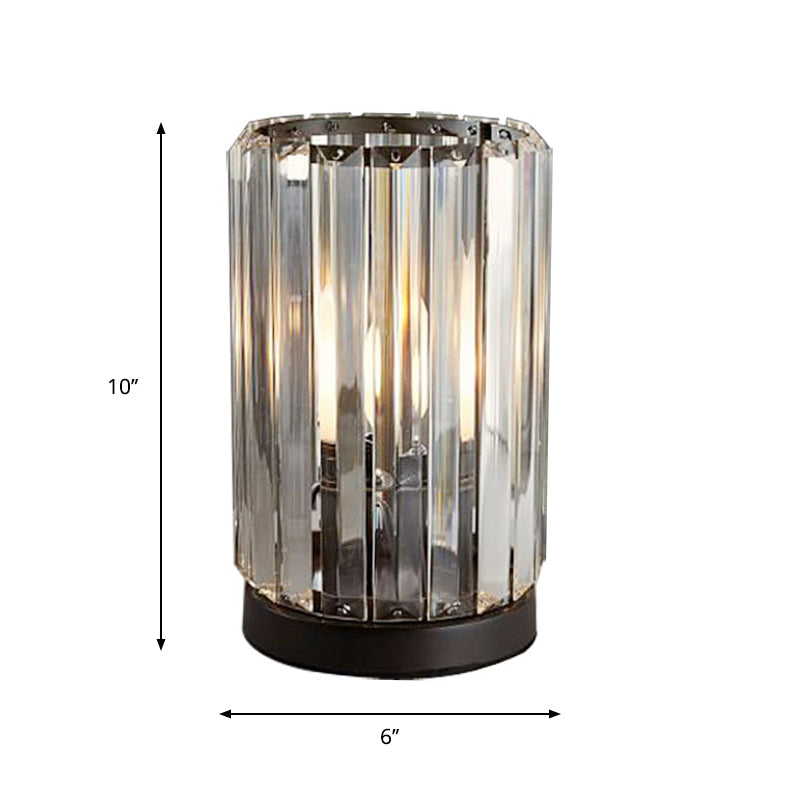 Minimalist Faceted Crystal 1-Head Nightstand Light - Dimmable Black Table Lamp For Living Room