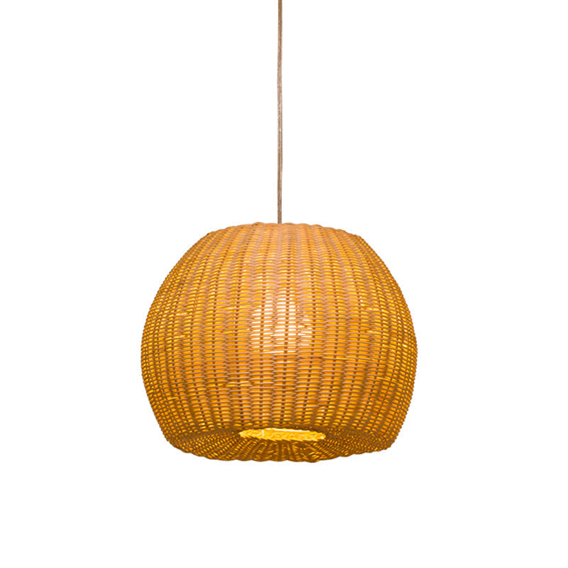 Sleek Khaki Dome Hanging Lamp: Stylish 1-Light Pendant Light Kit With Bamboo Woven Shade For Book