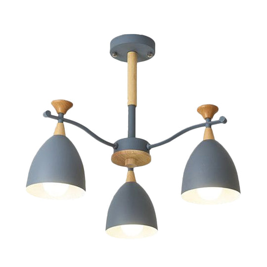 Modern Cone Chandelier Pendant Light - Metal Hanging Ceiling Light for Bedroom (3/6/8 Lights) - Grey/White/Green