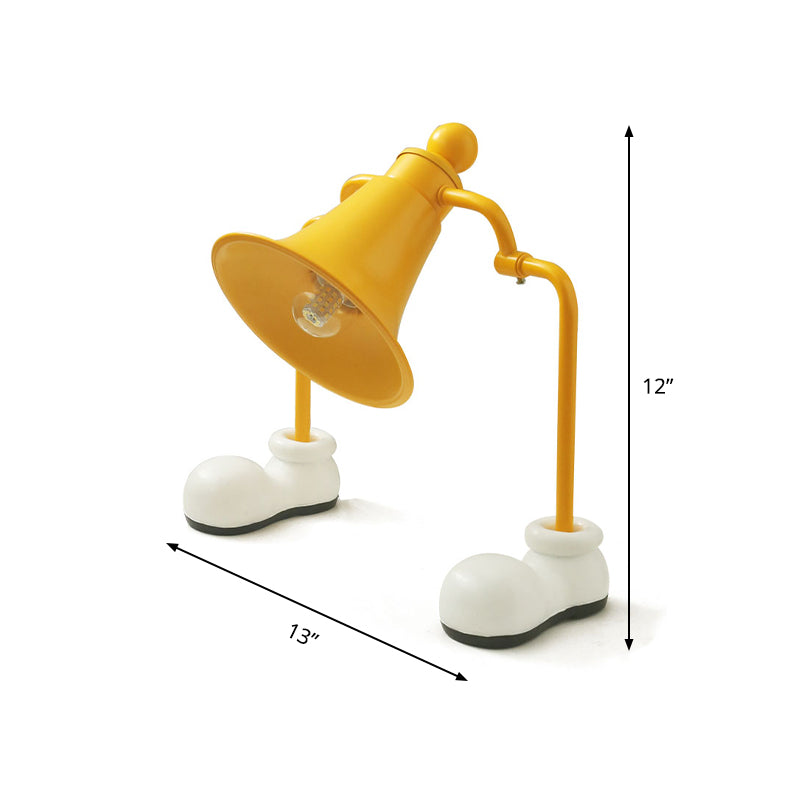 Trumpet Reading Light For Kids With Metal Frame And Yellow Finish - Single Bulb Study Lamp