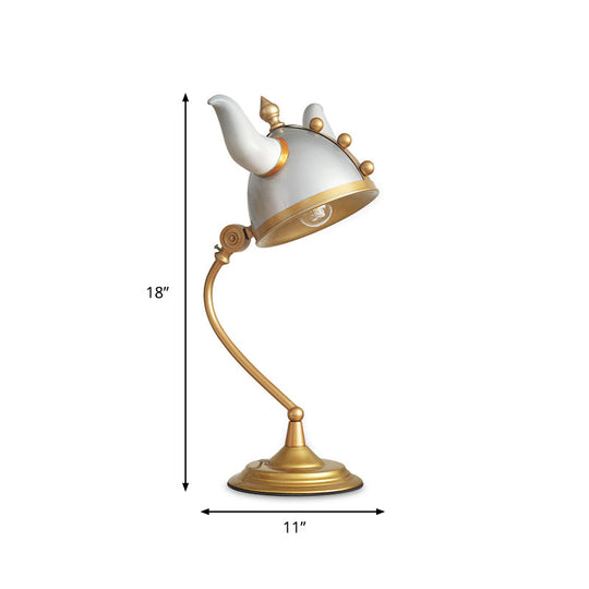 Contemporary Plug-In Study Lamp With Gray Medal Shade: Sleek Single Bulb Task Light