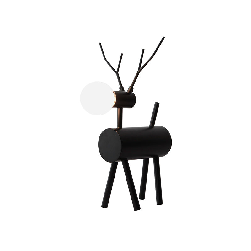 Cursa - Black Metal Deer Nightstand Lamp with Plug-In Cord - Creative Bedroom