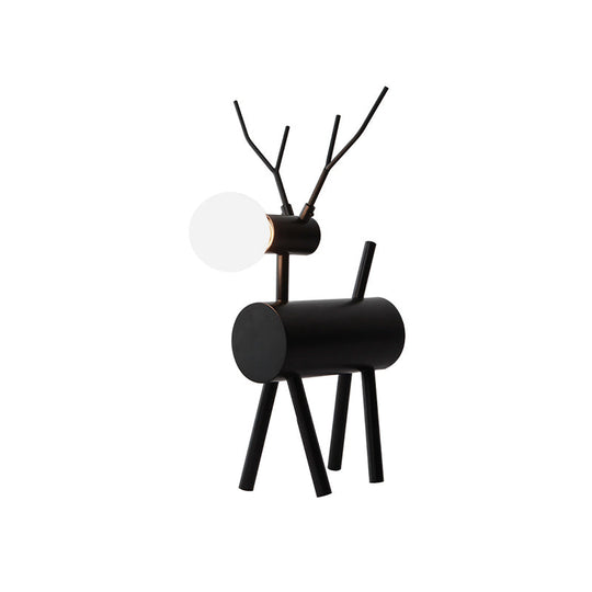 Black Metal Deer Table Light: Creative Nightstand Lamp With 1 Bulb And Plug-In Cord