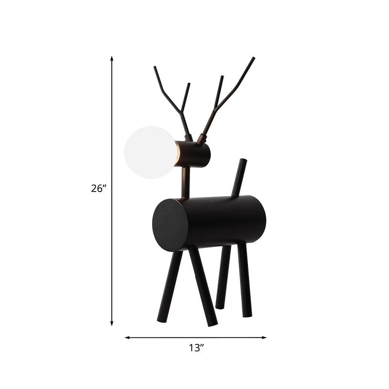 Black Metal Deer Table Light: Creative Nightstand Lamp With 1 Bulb And Plug-In Cord
