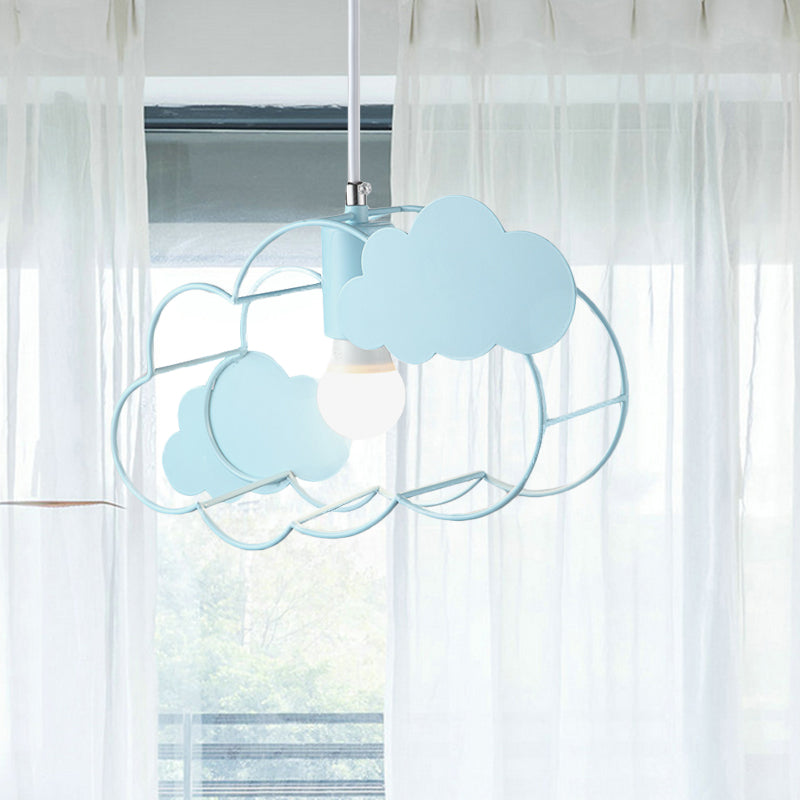 Blue Metal Hanging Ceiling Light - Single Bulb Pendant With Round Canopy From Creative Cloud Frame