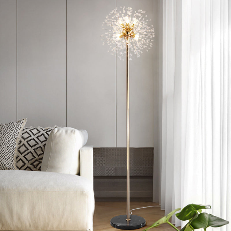 Gold Urchin Floor Lamp: Modern Style 8-Light Crystal Bead Stand-Up Light