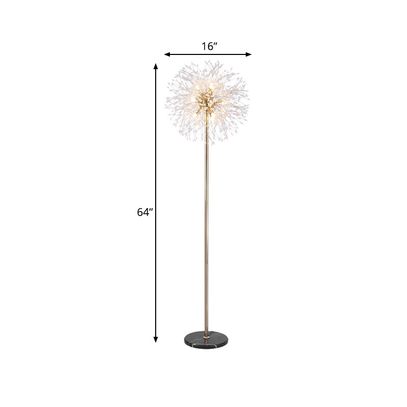 Gold Urchin Floor Lamp: Modern Style 8-Light Crystal Bead Stand-Up Light