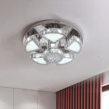 Modern Led Spotlight With Waterfall Crystal Shade For Bedroom Ceiling In Chrome 24/31.5 W / 24