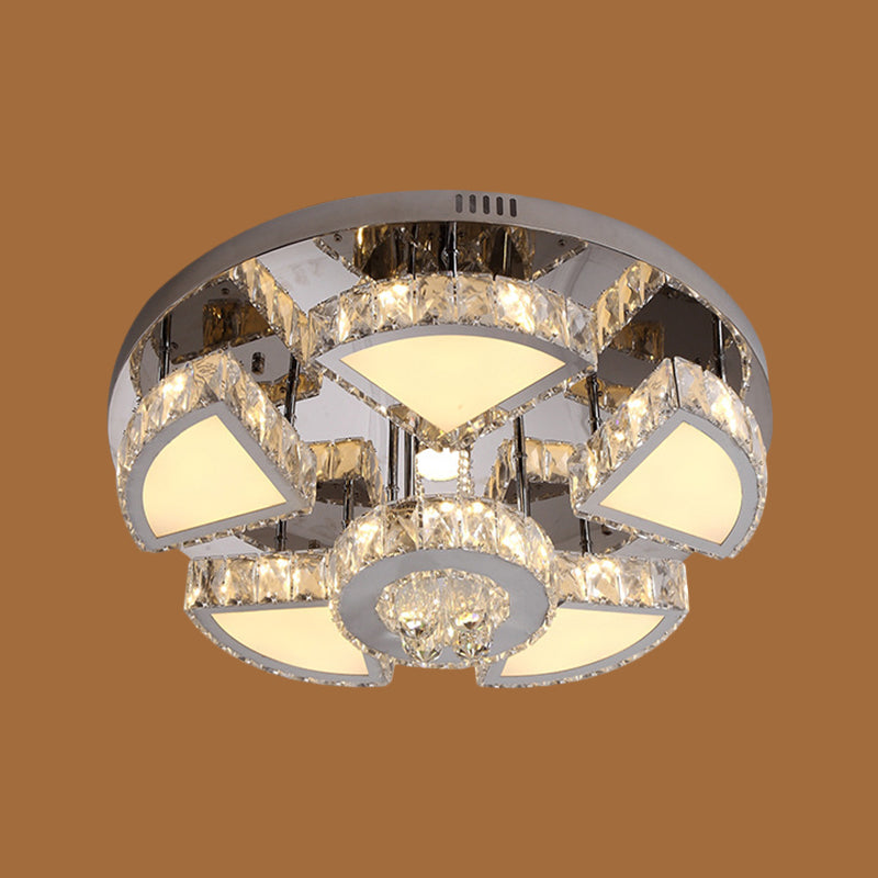 Modern Led Spotlight With Waterfall Crystal Shade For Bedroom Ceiling In Chrome 24/31.5 W