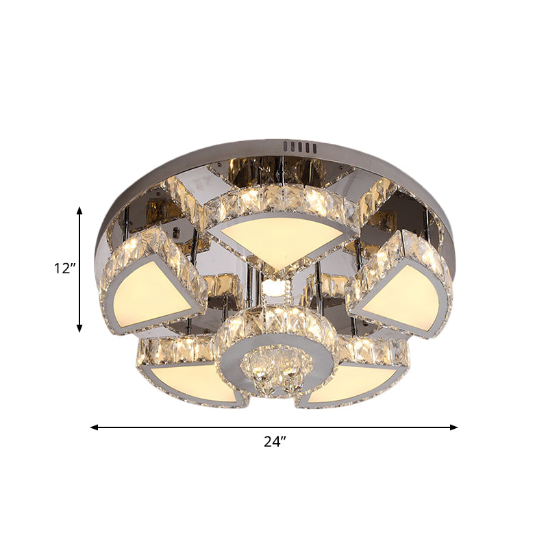 Modern Led Spotlight With Waterfall Crystal Shade For Bedroom Ceiling In Chrome 24/31.5 W