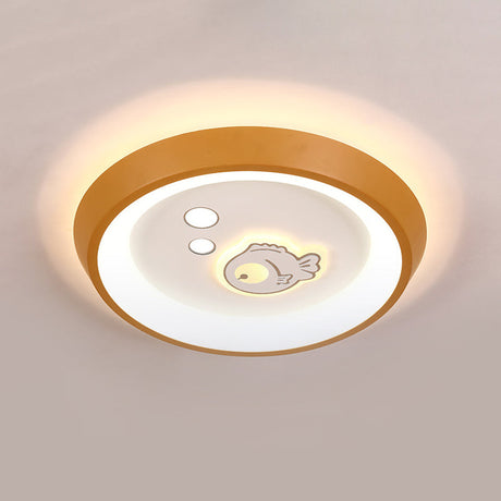Ultrathin Ceiling Flush Light For Kids Bedroom - Acrylic Led Lamp In White With Cute Cartoon Design