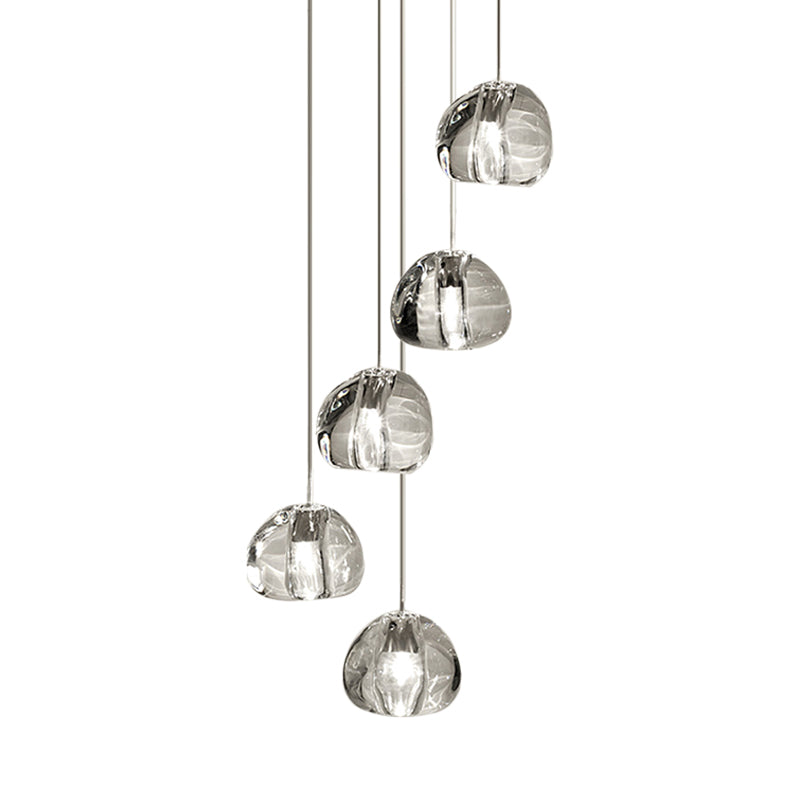 Irregular Crystal Ball Pendant Light with 5/7 Lights for Minimalistic Living Room Decor