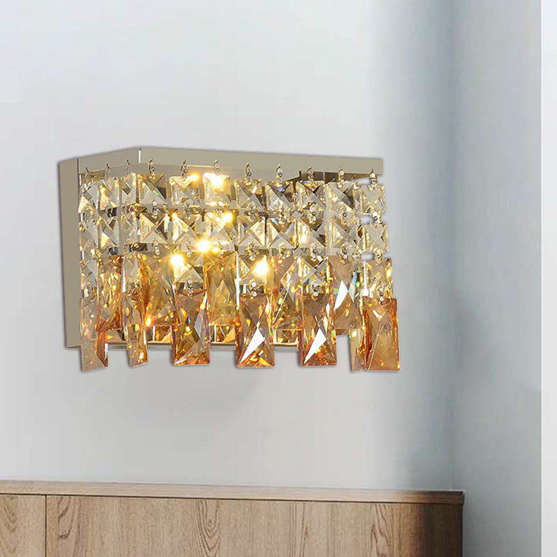 Contemporary Led Wall Lamp With Amber Crystal Shade - Perfect For Corridors