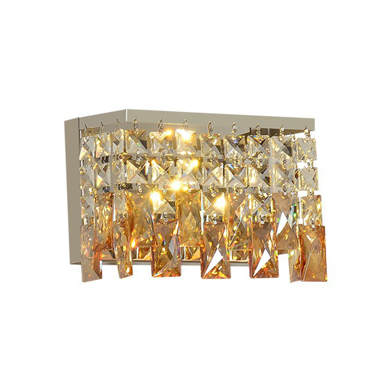 Contemporary Led Wall Lamp With Amber Crystal Shade - Perfect For Corridors