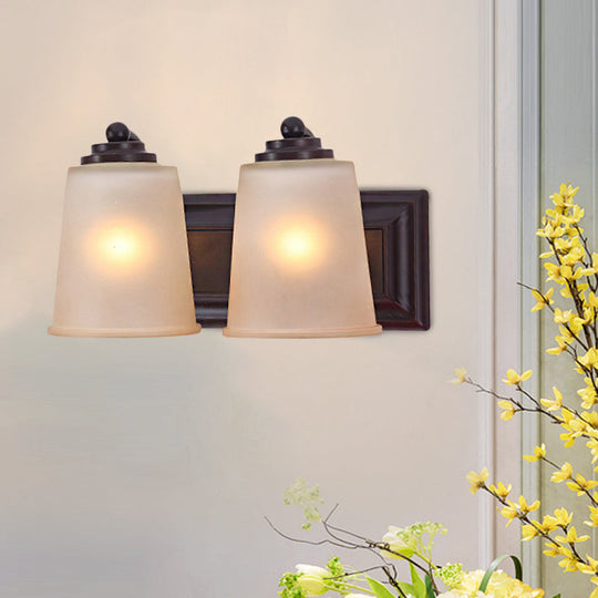 Traditional Black Frosted Glass Wall Sconce Light Fixture - Set Of 2 Tapered Lamps