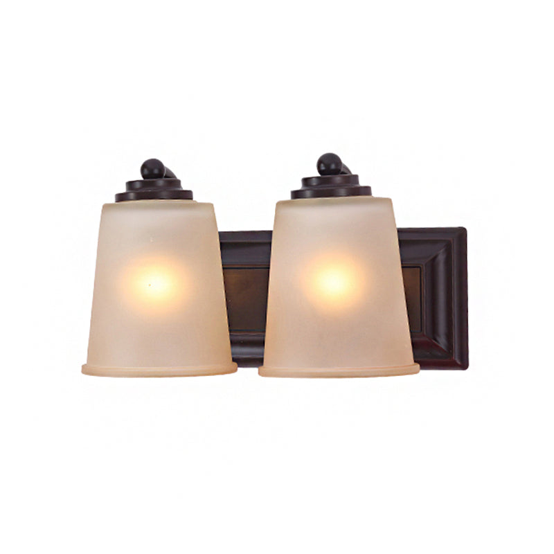 Traditional Black Frosted Glass Wall Sconce Light Fixture - Set Of 2 Tapered Lamps