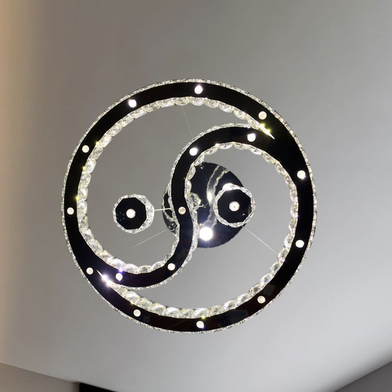 Minimal Faceted Crystal LED Chandelier Lamp - Chrome Finish - Warm/White Light - 8 Diagram Pendant Lighting Fixture