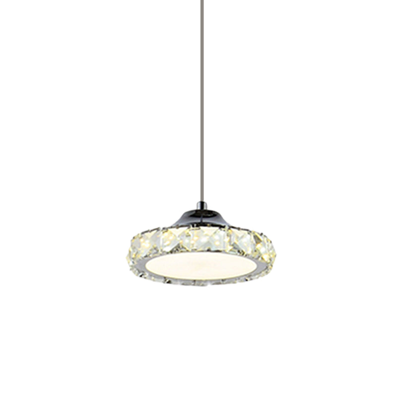 LED Crystal Ceiling Pendant Light in Chrome Finish with Warm/White Light for Dining Room