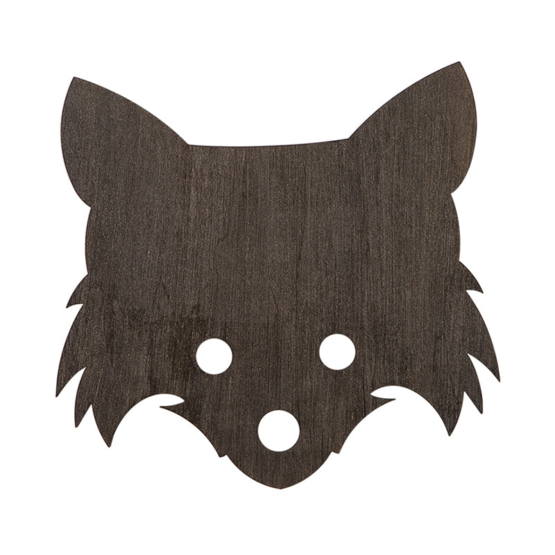 Wood Fox Wall Mount Lamp - Kids Black Led Flush Sconce For Bedroom With Warm/White Light