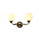 Classic Black And Gold Hexagon Wall Sconce With Frosted Glass - Half-Bulb Lighting Fixture