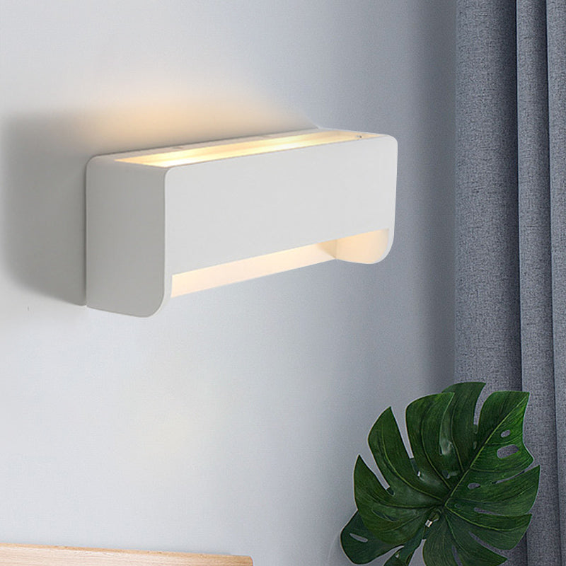 Modern Led Wall Sconce Lamp - White Finish Bedside Lighting With Rectangle Gypsum Shade