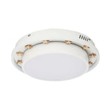 White Led Flush Mount Lamp With Modern Metallic Finish & Wooden Star Deco