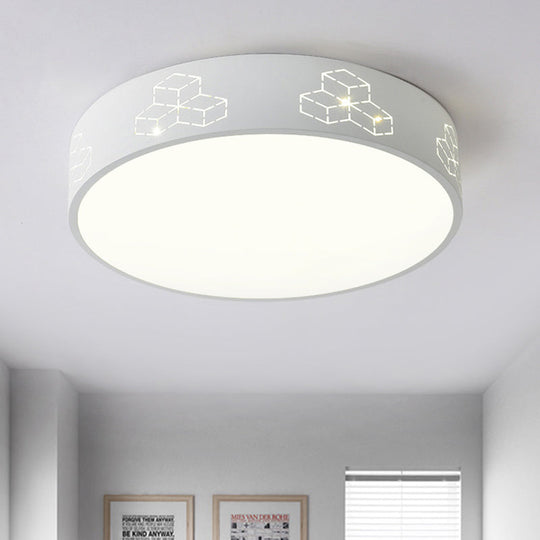 Cutout Iron Shade Led Flush Mount Ceiling Light For Kids Room - Moon-Star/Cube/Elephant Design In