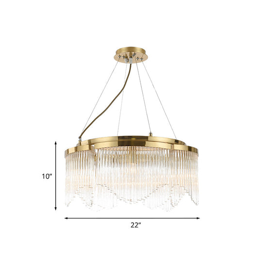 Golden Crystal Rod Pendant Chandelier - 5-Bulb Luxury Lighting Fixture for Restaurants