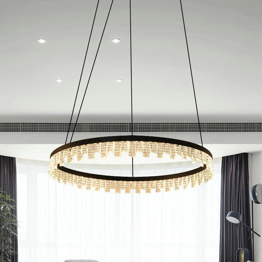 Modern Crystal Chandelier Lamp - Rectangle Led Hanging Light Fixture For Bedrooms