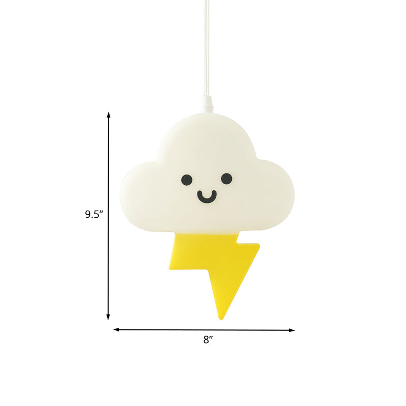 White-Yellow Nordic Cloud Led Pendant Lamp For Kids Bedroom